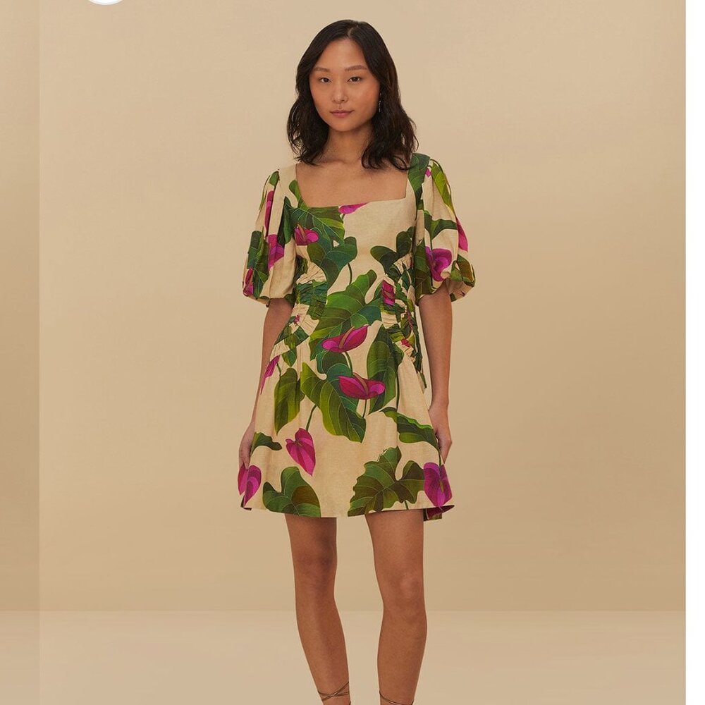 NWT Brand New Farm Rio Anthurium Lenzing Ecovero Euroflax Mini Dress Medium